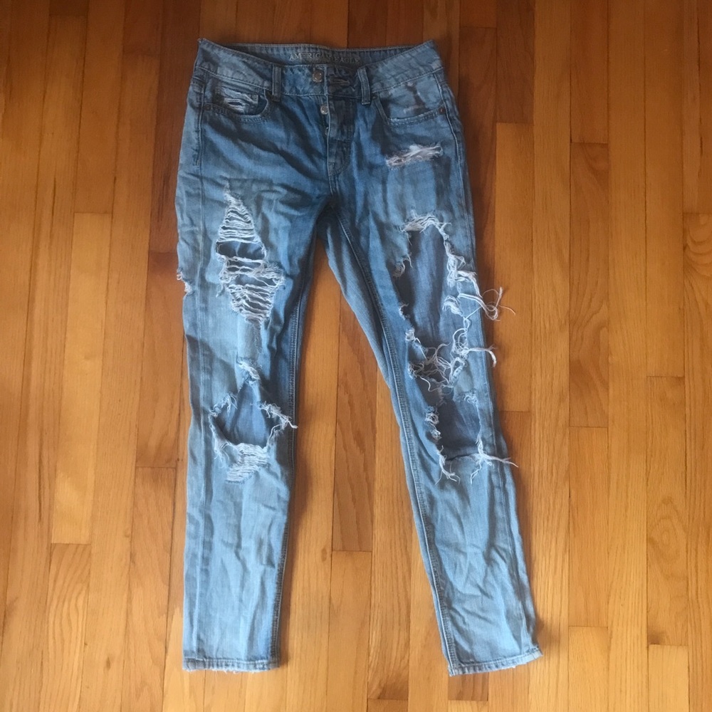 ripped AEO boyfriend jeans